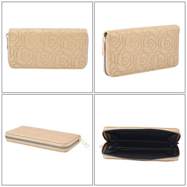 Long Size Brieftasche, 19*2.5*10cm, florales Muster, Creme image number 4