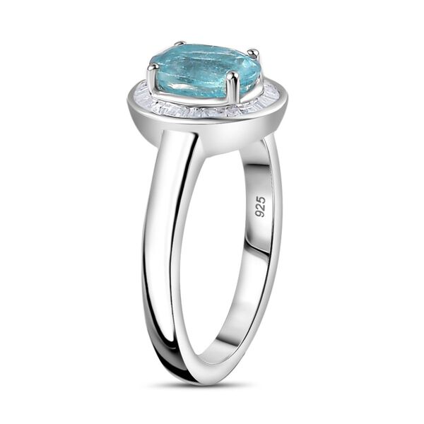 AA Aqua Kyanit, Weißer Diamant Ring 925 Silber rhodiniert (Größe 17.00) ca. 1,65 ct image number 5