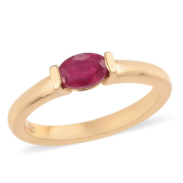 Afrikanischer Rubin Solitär Ring 925 Silber 585 Vergoldet image number 4