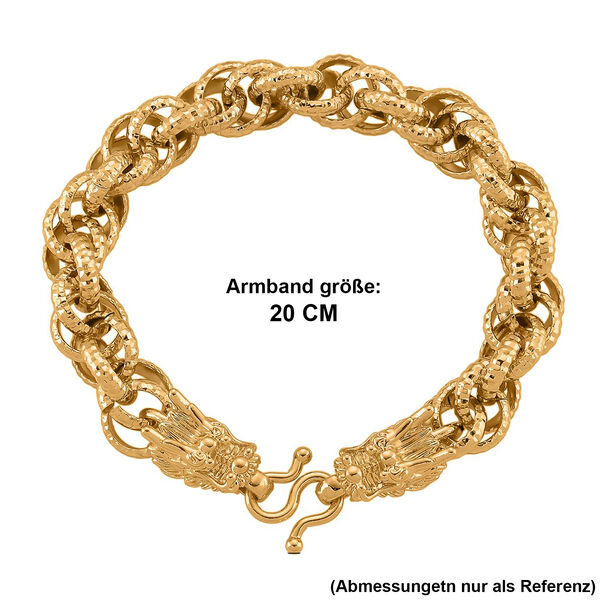 Designer Inspiriert Nickelfreies Messing, Doppelter Drachenkopf K&ouml;nigs-Armband ca. 20 cm ca. 47,00g, Goldfarben image number 5