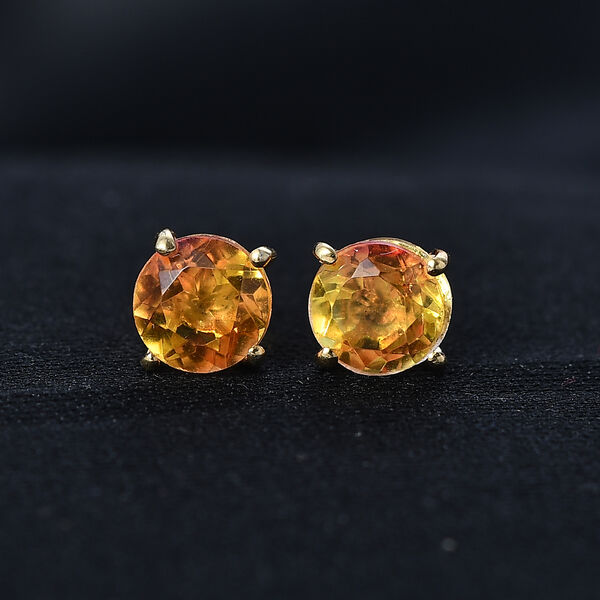 Sphaleros Quarz Ohrringe 925 Silber 750 Gelb Vergoldet ca. 2.23 ct image number 2