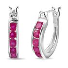 Afrikanische Rubin (Fissure gefüllt) Creolen, 925 Silber, ca. 1.28 ct