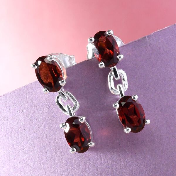 Roter Granat Ohrhänger 925 Silber ca. 2,43 ct  image number 2