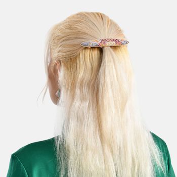 LA MAREY 2er-Set Brokat Seiden-Haarnadel und Ohrringe mit Geschenkbox, Rosa