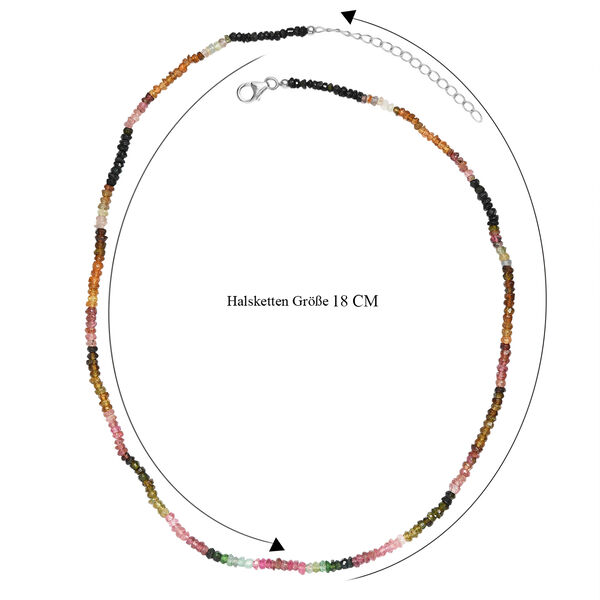 D'Joy Mehrfarbig-Turmalin Halskette ca. 45 cm + 5 cm Extender, 925 Silber rhodiniert ca. 40,00 ct. image number 6