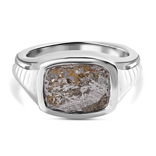 Meteorit-Ring, 925 Silber platiniert (Größe 19.00) ca. 8.17 ct image number 0