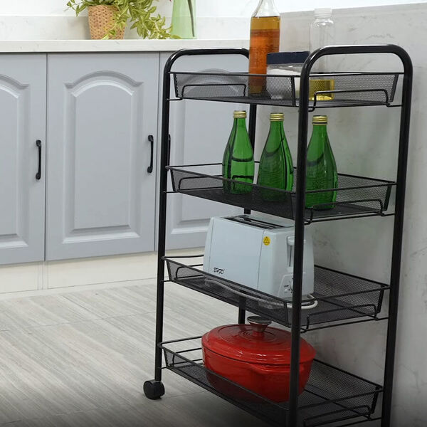 Lagerregal mit 4 Regalböden, Größe: 45x27x82 cm, Schwarz  image number 3