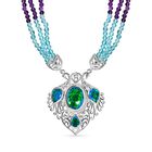 Pfau Quarz Triplette, mehrfarbige Edelstein Halskette, ca. 45 cm 925 Silber ca. 105.70 ct