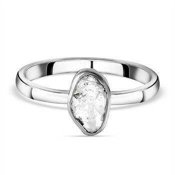Handgearbeiteter Polki-Diamant-Ring, 925 Silber platiniert (Gr&ouml;&szlig;e 16.00) ca. 0.15 ct