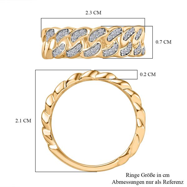 LUXURIANT DIAMOND - Lab Grown Diamant SI-GH Ring, 925 Silber 750 Gelbgold Vermeil (Gr&ouml;&szlig;e 17.00) ca. 0.24 ct image number 7