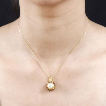 AA goldener S&uuml;dseeperle und mehrfarbiger Turmalin-Anh&auml;nger mit 50cm Kette - 6,58 ct.