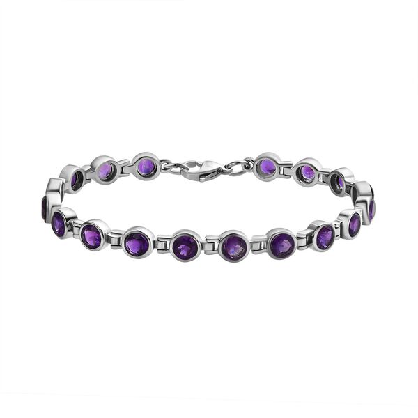 Afrikanischer Amethyst Armband ca. 19 cm Edelstahl ca. 8,46 ct.