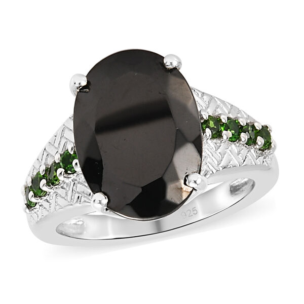 Elite Shungit und Nat&uuml;rlicher Chromdiopsid Ring 925 Silber platiniert  ca. 3,97 ct image number 4