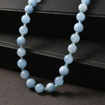 EverTrue Milchige Aquamarin und blaue Apatit 50cm Halskette - 170 ct.