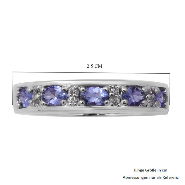 AA Tansanit und Zirkon Half Eternity Band Ring 925 Silber Platin-Überzug image number 5