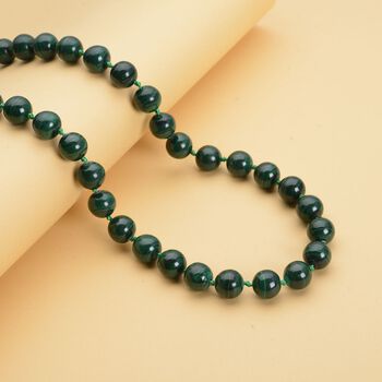 Nat&uuml;rlicher Malachit Halskette, (9-11mm), ca. 50 cm, 925 Silber rhodiniert ca. 402.00 ct