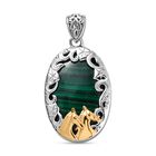 Malachit Anhänger 925 Silber bicolor ca. 50.40 ct