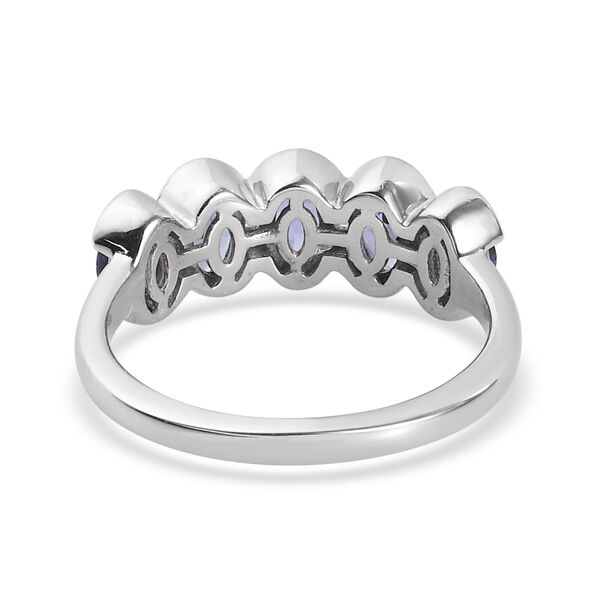 Tansanit und Zirkon 5 Stein Ring 925 Silber Platin-&Uuml;berzug image number 6