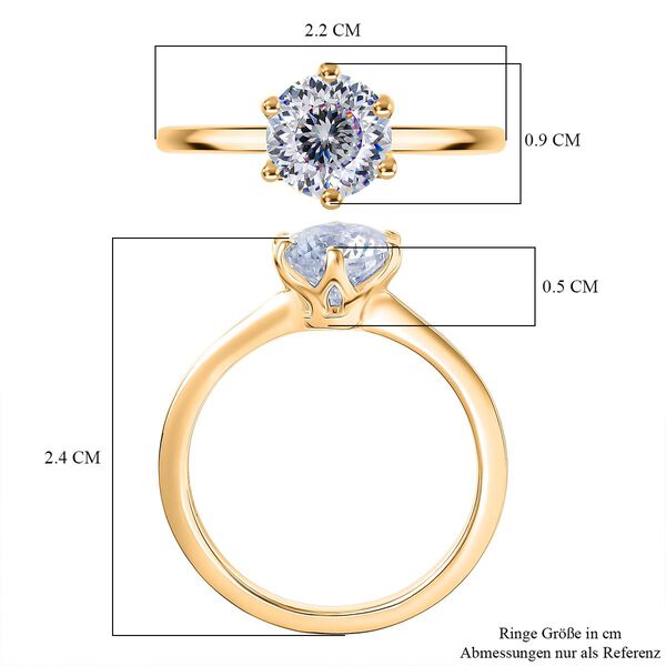 D'Joy Moissanit Ring, 925 Silber 750 Gelbgold Vermeil - 1,38 ct. image number 6