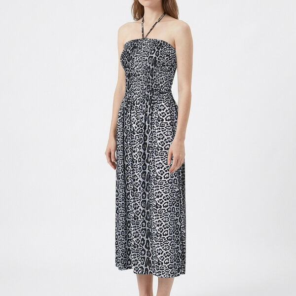 Langes Neckholder-Kleid, schwarz und wei&szlig; image number 4