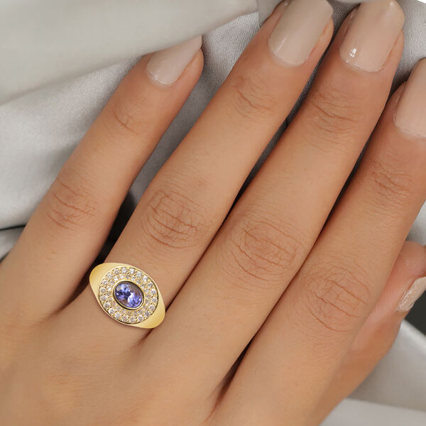 Tansanit und Zirkon-Ring, 925 Silber Gelbgold Vermeil  ca. 2,23 ct image number 3