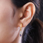 Tansanit und weiße Zirkon Ohrringe, 925 Silber vergoldet ca. 0,77 ct image number 2