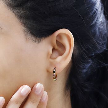 AA Mehrfarbig-Turmalin Ohrringe 925 Silber 750 Gelbgold Vermeil ca. 0,94 ct.