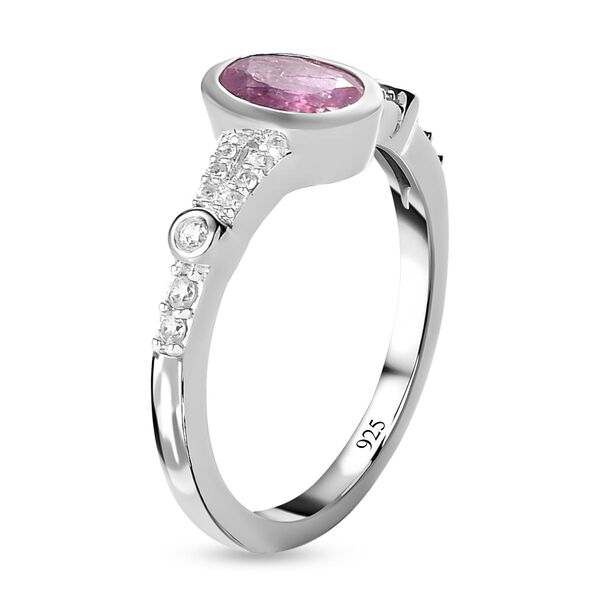 Ilakaka Rosa Saphir und wei&szlig;er Zirkon-Ring, 925 Silber platiniert, ca. 1,28 ct image number 5