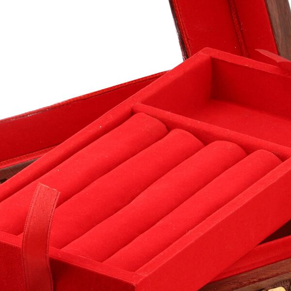 Sheesham Handgeschnitzte Schmuckschatulle: 2 Schichten, 23x13 cm, braun image number 6