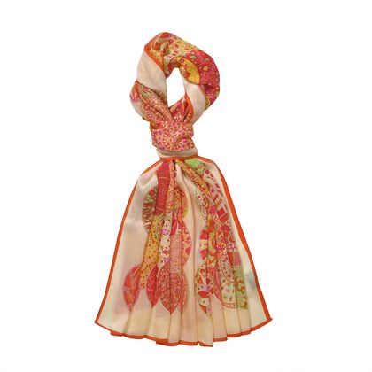 LA MAREY 100% Maulbeerseide Seidenschal, 55cm x 175cm, bunte Mandala