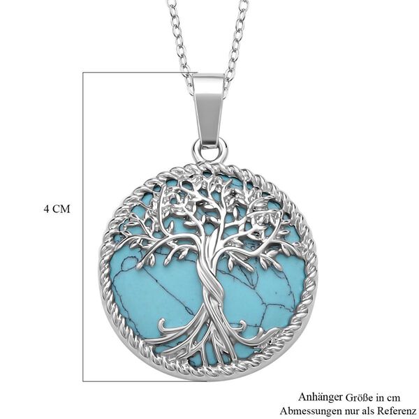 Blauer Howlit Lebensbaum Anhänger mit Kette, Reiner Edelstahl, ca. 2.00 ct image number 6