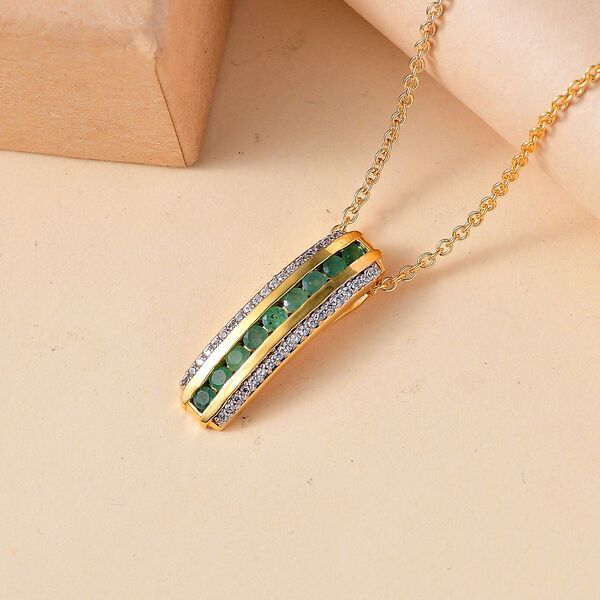 Smaragd und Zirkon Anh&auml;nger mit 50cm Kette - 1,45 ct. image number 2