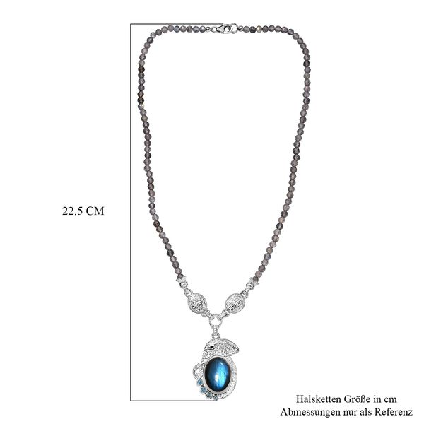 AAA Labradorit, blaue Topas und schwarze Spinell 45cm Halskette - 60,22 ct. image number 6
