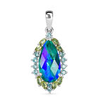 D'Joy Pfau Quarz Triplette, Peridot Anh&auml;nger 925 Silber rhodiniert ca. 6,99 ct.