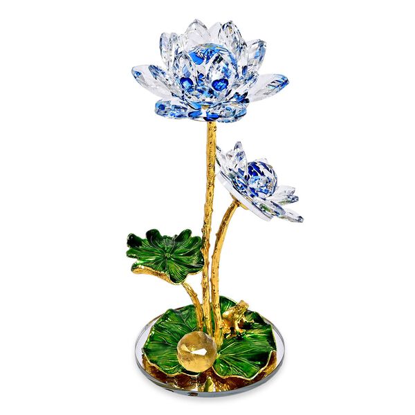 "Lotus crystal decoration Colour: Blue Size: 18x 7.5CM Material: Crystal Glass" image number 5