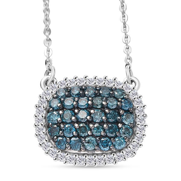 D'Joy Blauer Diamant Halskette ca. 50 cm 925 Silber rhodiniert