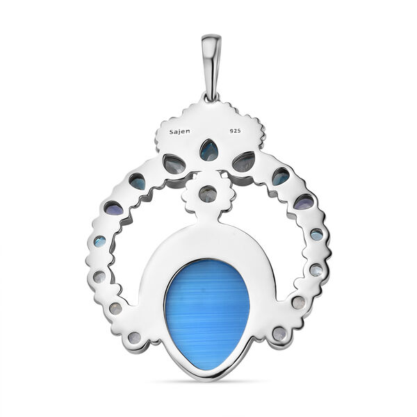 Sajen Silber - Göttin Aquamarin, Amethyst, Schweizer Blautopas, London Blautopas Anhänger 925 Silber rhodiniert ca. 28.68 ct image number 5