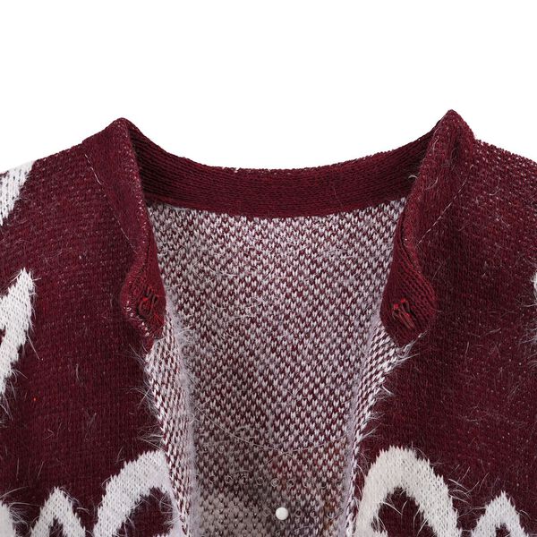 Kuscheliger Winter-Cardigan mit 2 Taschen, Einheitsgr&ouml;&szlig;e, burgunderrot image number 4