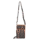 Schultertasche mit Leopardenmuster mit RFID Schutz, Größe 11x7x18 cm, Braun