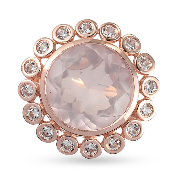 Rosenquarz und Zirkon-Ring, 925 Silber ros&eacute;vergoldet  ca. 5,87 ct image number 6