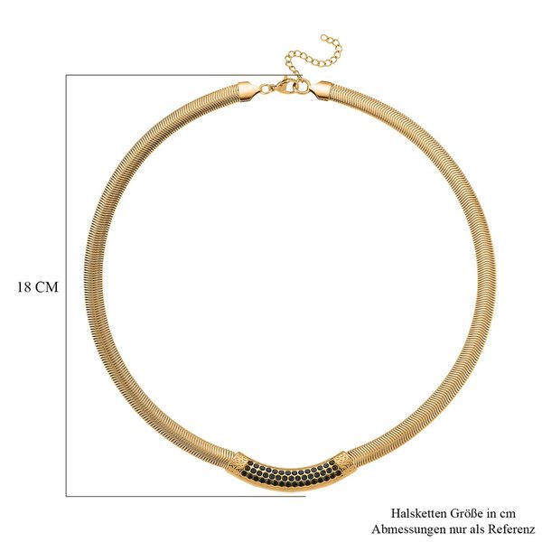 Grüne Kristall 50+5cm Halskette in Goldton image number 5