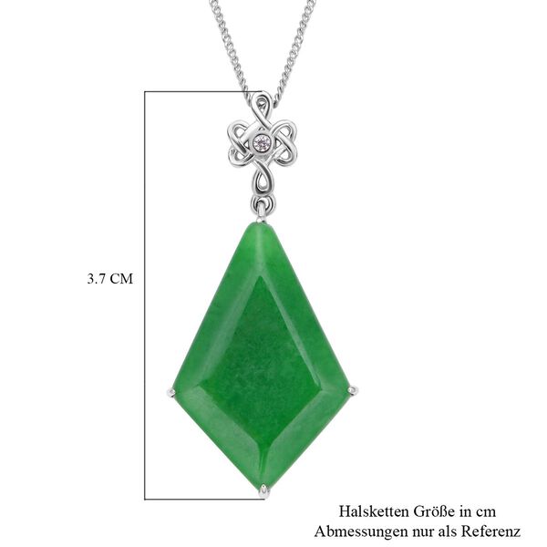 Gr&uuml;ne Jade und wei&szlig;er Zirkon-Anh&auml;nger mit Kette, 925 Silber, 925 Silber rhodiniert ca. 13.25 ct image number 6