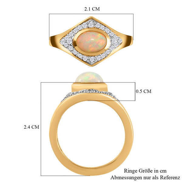 Natürlicher Äthiopischer Opal und Zirkon Ring 925 Silber vergoldet  ca. 0,94 ct image number 7