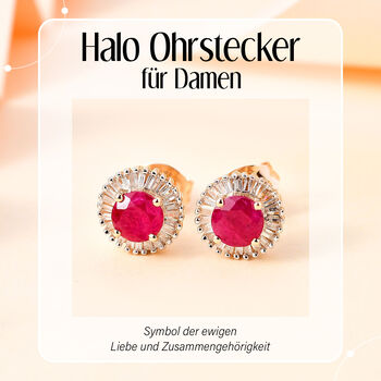 AAA Montepuez-Rubin und Diamant Ohrringe in 375 Gold - 1,60 ct.