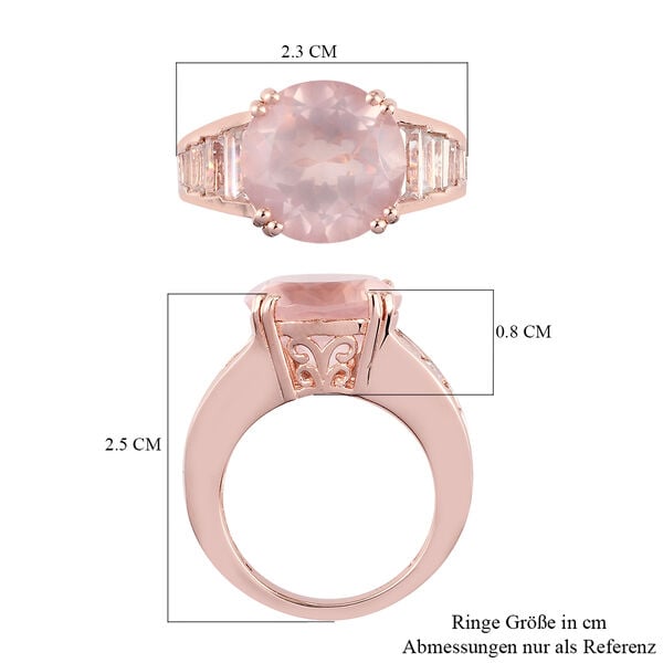 Rosa Quarz und Zirkon Ring 925 Silber rosévergoldet ca. 8,17 ct image number 7