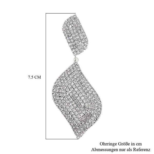 Blatt-Design Wei&szlig;e Kristall Chandelier Ohrringe, Nickelfreies Messing, silberfarben image number 4