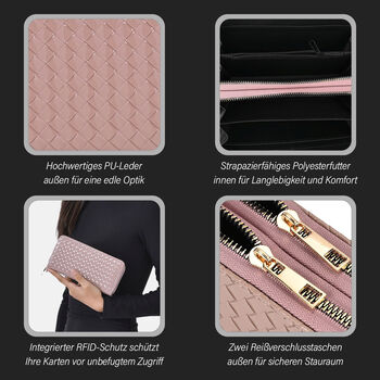 Elegante RFID-gesch&uuml;tzte Brieftasche in Rosa mit Pr&auml;gemuster