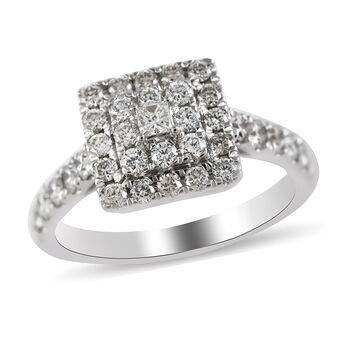 RHAPSODY Diamant Cluster-Ring, zertifiziert VS E-F, 950 Platin (Gr&ouml;&szlig;e 20.00) ca. 1.01 ct