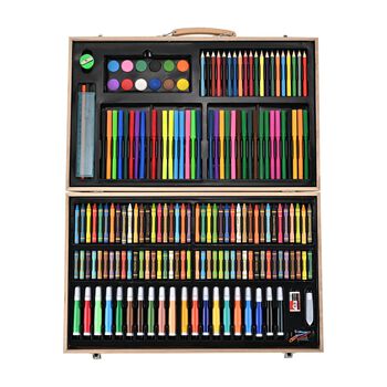 Mal- und Zeichnenset 180tlg mit Malholzkoffer: Aquarell, &Ouml;l, Pastell, Buntstifte, Mini-Bleistifte, Gr&ouml;&szlig;e: 46.3x31x4cm