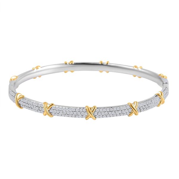 Wei&szlig;er Zirkonia Armreif ca. 19 cm Reines Messing image number 0